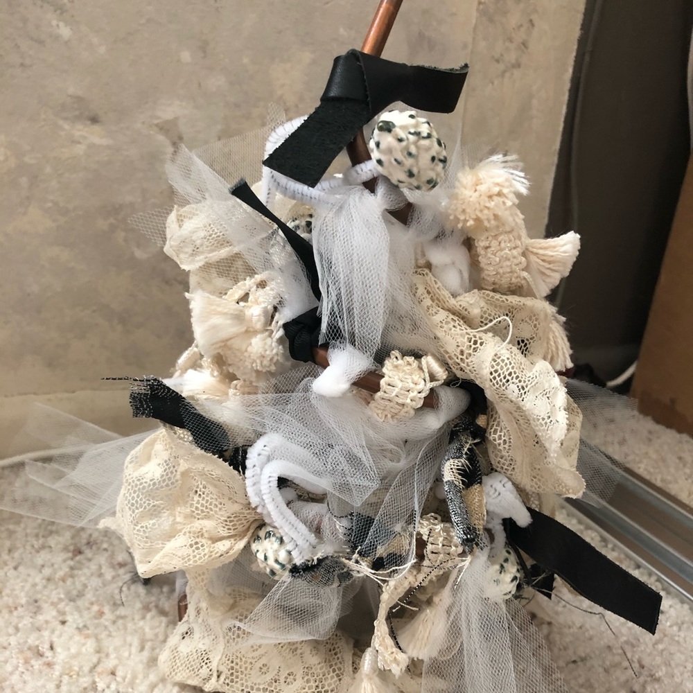 Leather and lace Christmas tree black beige copper